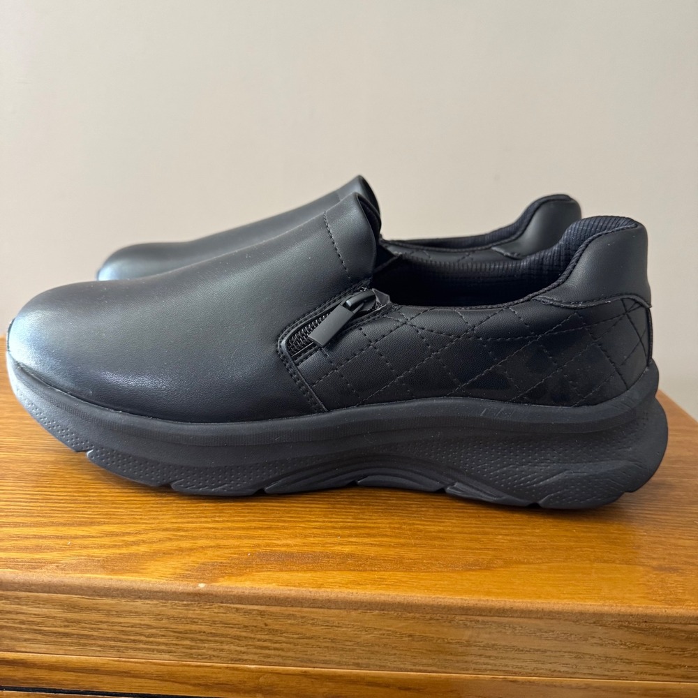 Hawkwell Womens Black Bliss Style Nursing Shoes Slip On Side Zip Size 11 NEW